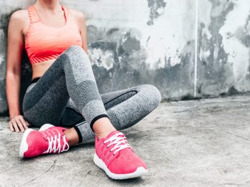 pink work out shoes close up