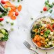 flat lay photography of vegetable salad on plate