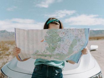 woman looking at the map